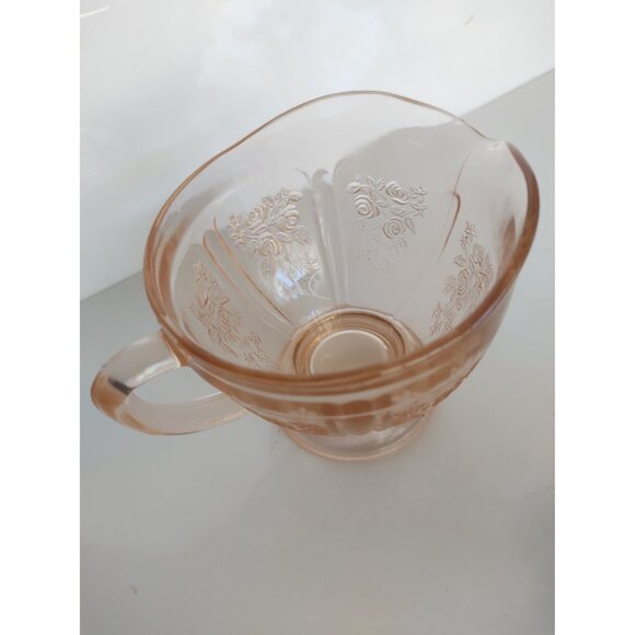Vintage Mayfair Pink Depression Glass Creamer & Sugar bowl 1930's - Picture 5 of 12